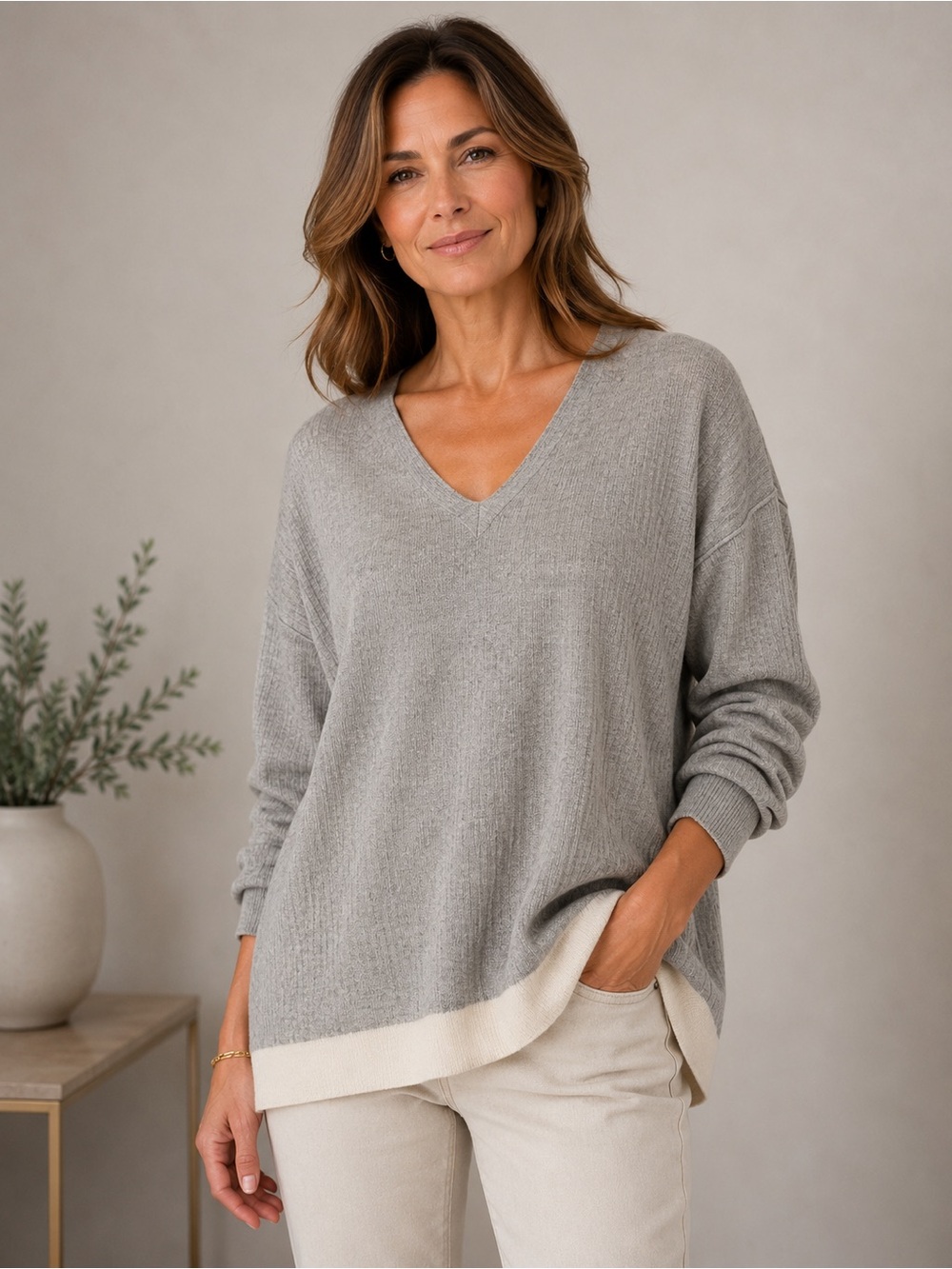ATM Anthony Thomas Melillo Wool Cashmere Blend Grey Sweater Oversized XS